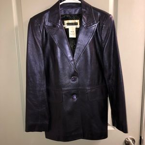 Plein Sud Leather Blazer Dark Purple